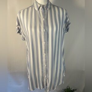 Striped Blue and White Women's short sleeve medium shirt